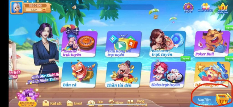 Nạp tiền chơi được nhiều thể loại game vi68