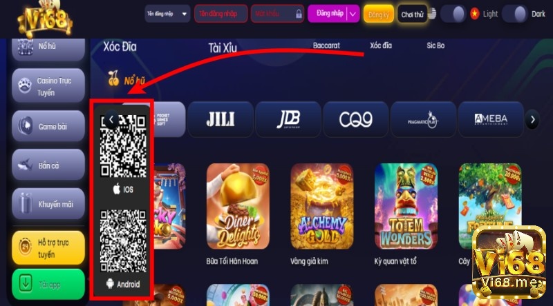 Hướng dẫn tải app game baidoithe Vi 68