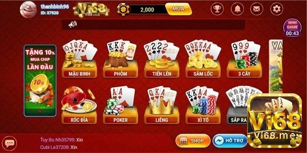 Hướng dẫn tai game đánh bài đổi thưởng tại Vi68