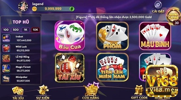 Kho game tại CF68 luôn đa dạng, phong phú cho người chơi lựa chọn