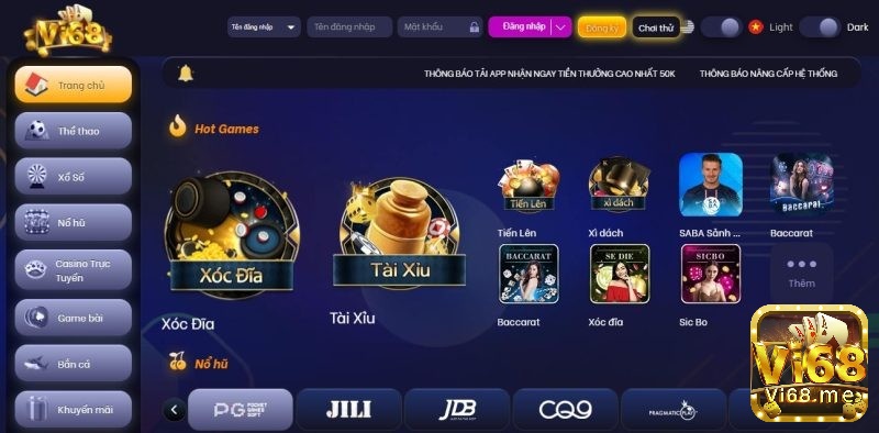 Nhà cái game bai doi thuong online Vi68.