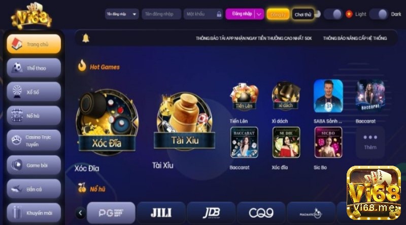 Choi game danh bai online mien phi Vi68 với đa dạng game bài