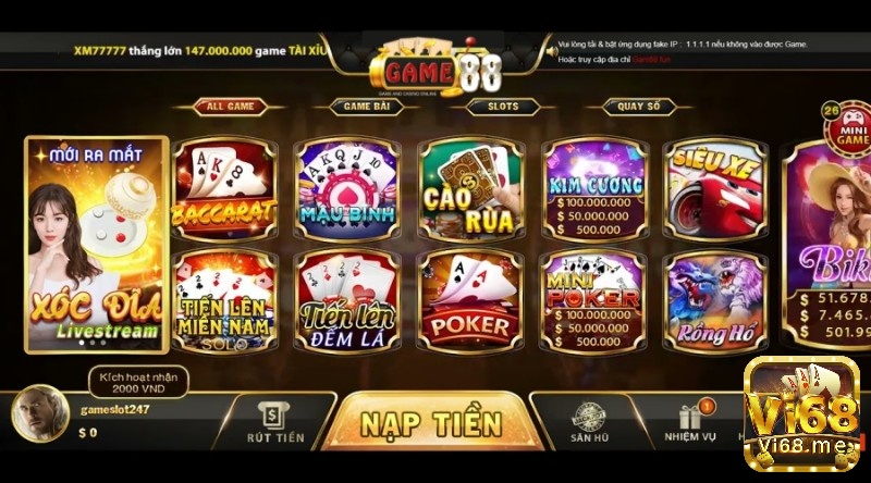 Danh sách game hot nhất tại web cược game 88club