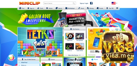 Giao diện của trang game online Miniclip