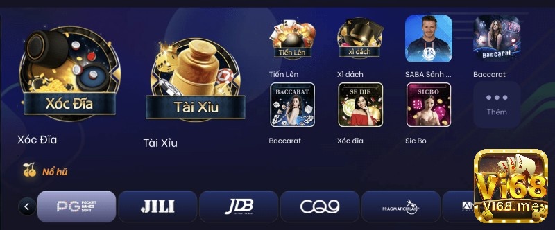 Kho game bài tại Vi68 vô cùng phong phú